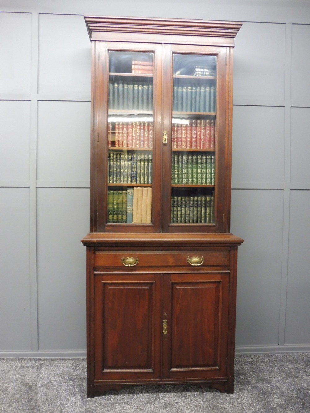 TALL SLIM EDWARDIAN WALNUT BOOKCASE View IV