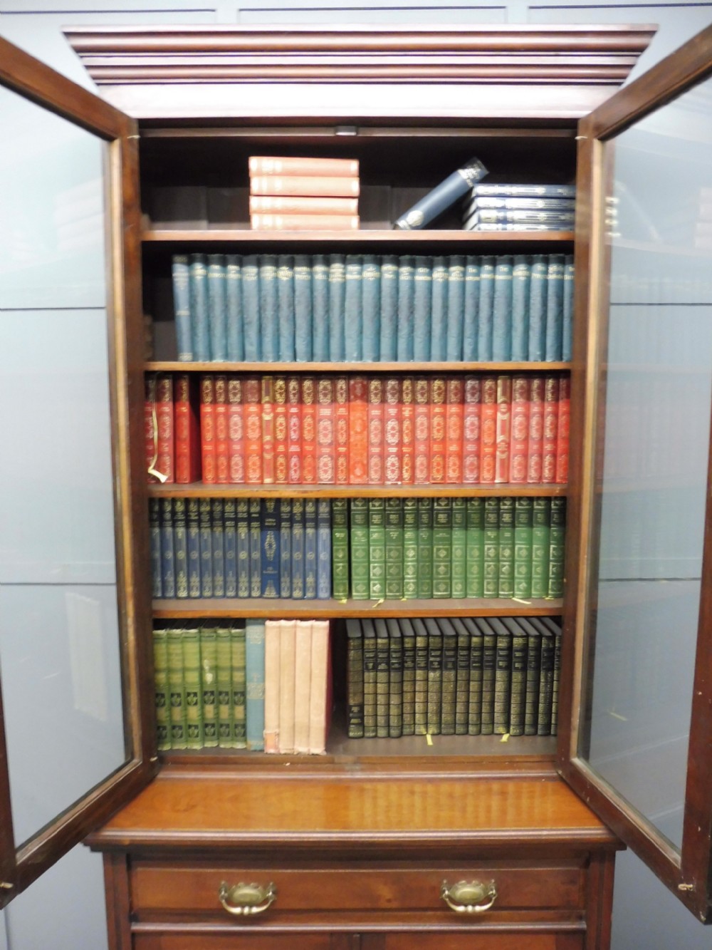 TALL SLIM EDWARDIAN WALNUT BOOKCASE View IX