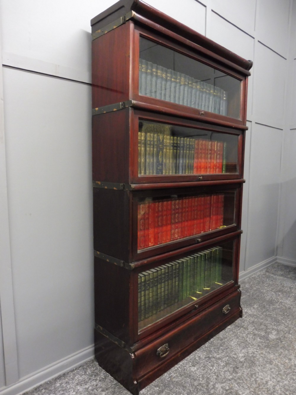 MAHOGANY GLOBE WERNICK SECTIONAL LAWYERS BOOKCASE View II