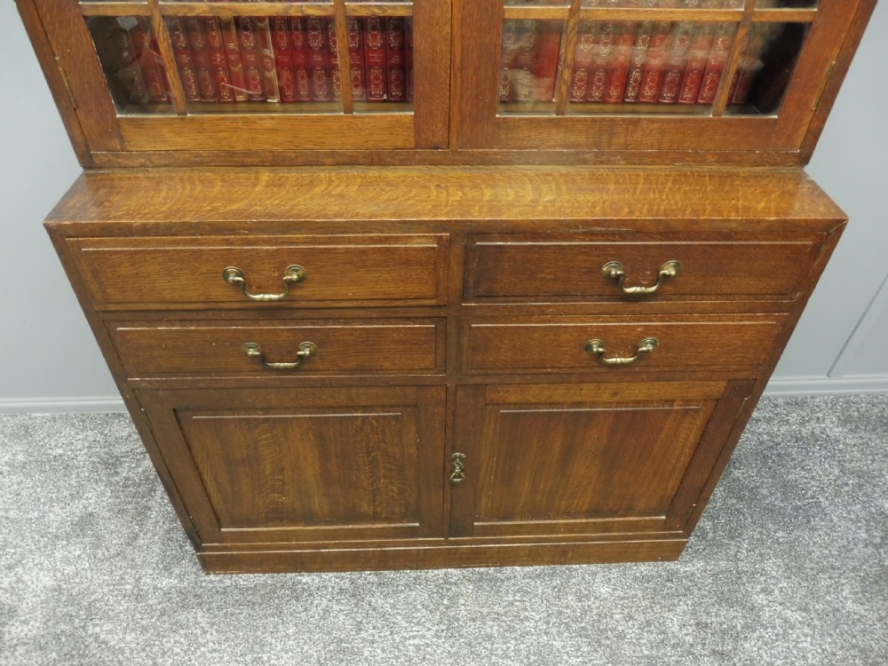 OAK ARTS AND CRAFTS CABINET BOOKCASE View IV
