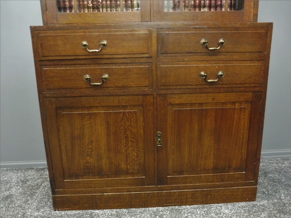 OAK ARTS AND CRAFTS CABINET BOOKCASE View V