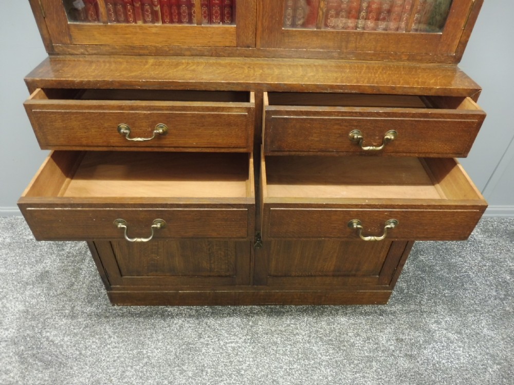 OAK ARTS AND CRAFTS CABINET BOOKCASE View VI