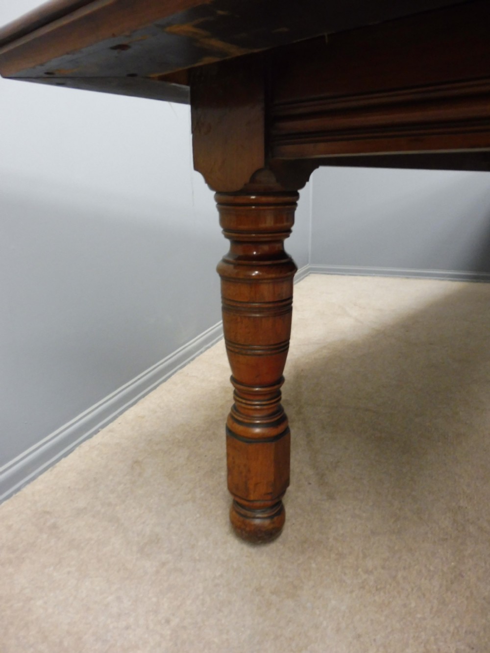 LARGE ANTIQUE WALNUT DINING TABLE SEATS 10 View III