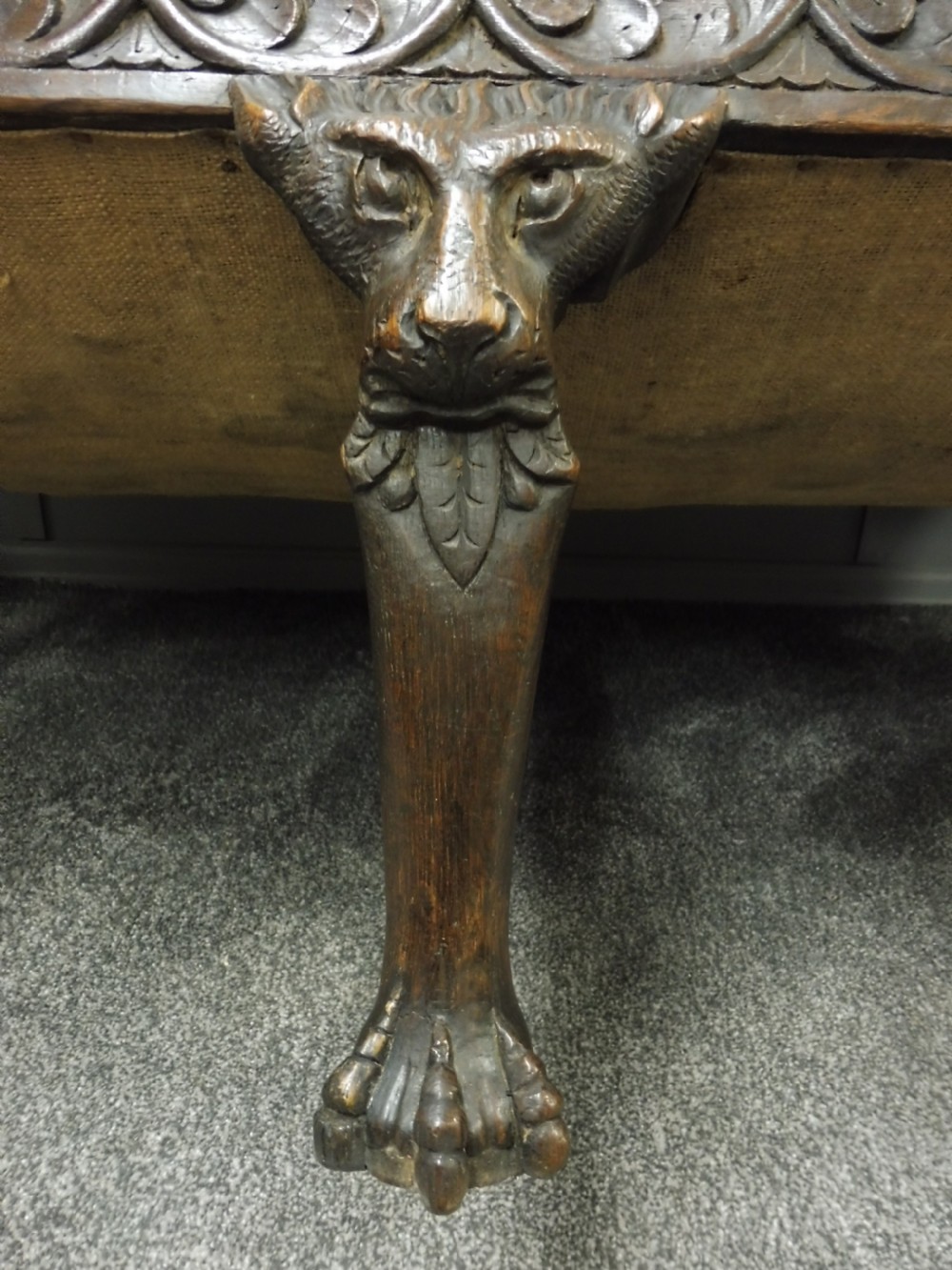 SUPERB 19TH CENTURY CARVED OAK BENCH View XIII