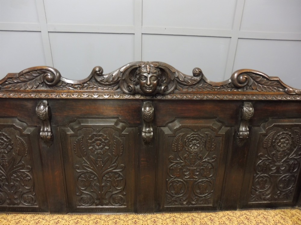 SUPERB 19TH CENTURY CARVED OAK BENCH View XVI