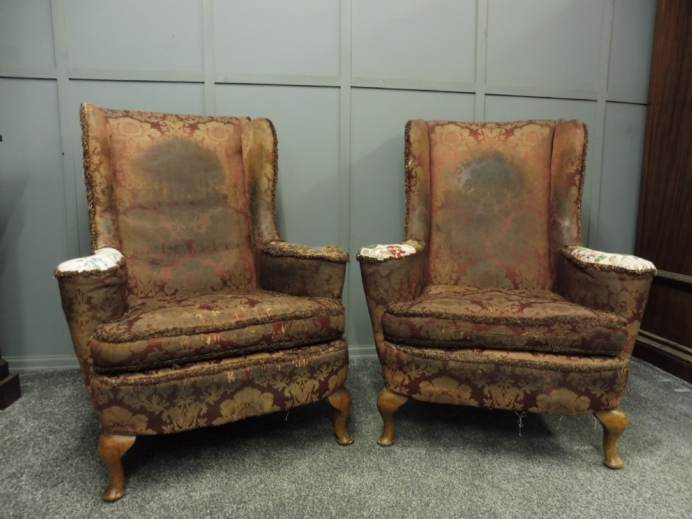 ANTIQUE WING ARMCHAIRS FOR RECOVERING