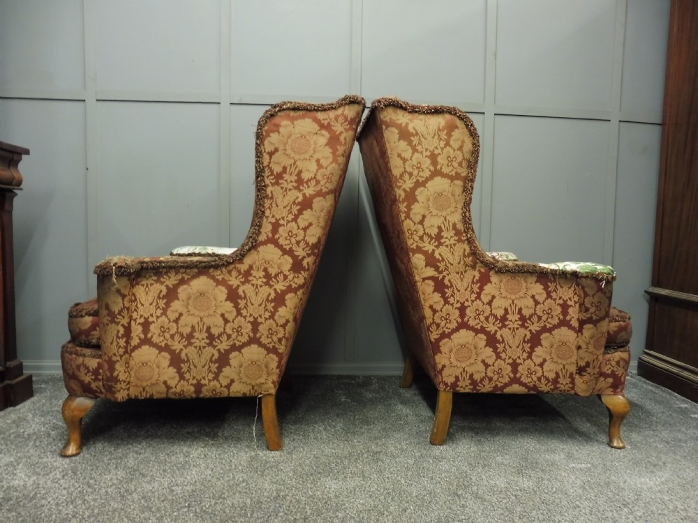 ANTIQUE WING ARMCHAIRS FOR RECOVERING View II