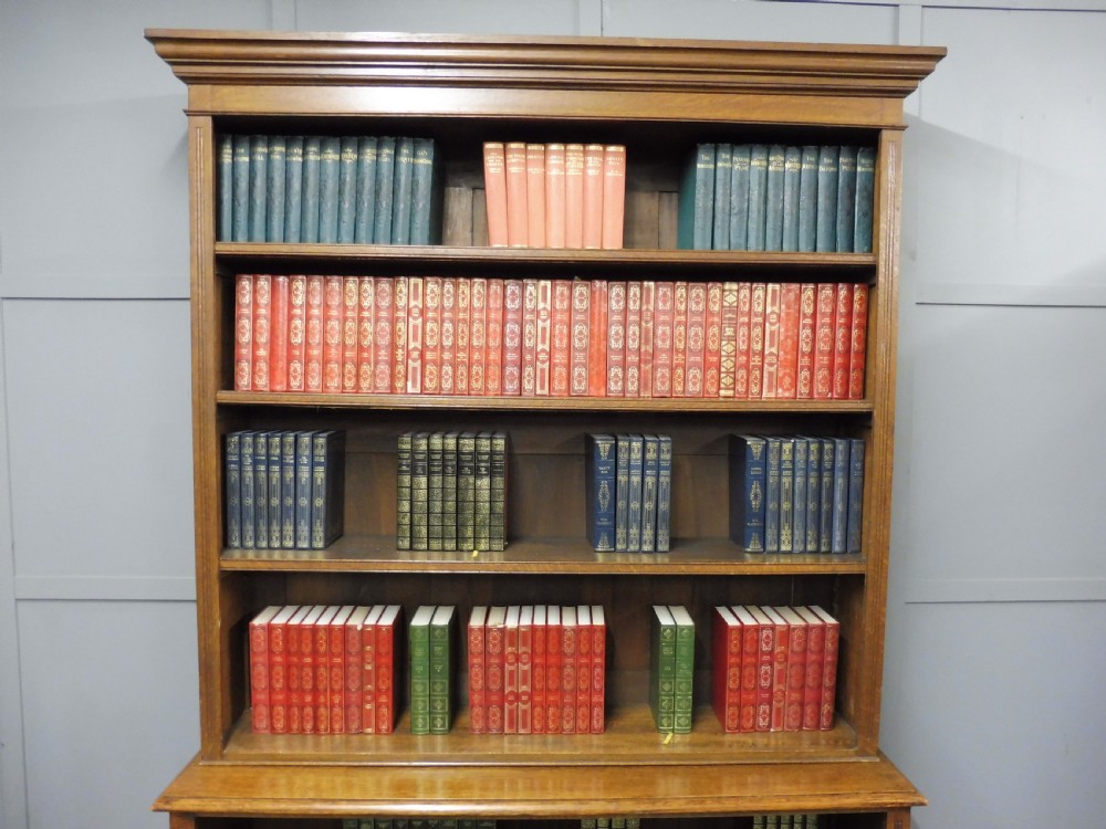 TALL LATE VICTORIAN GOLDEN OAK OPEN BOOKCASE  View IV