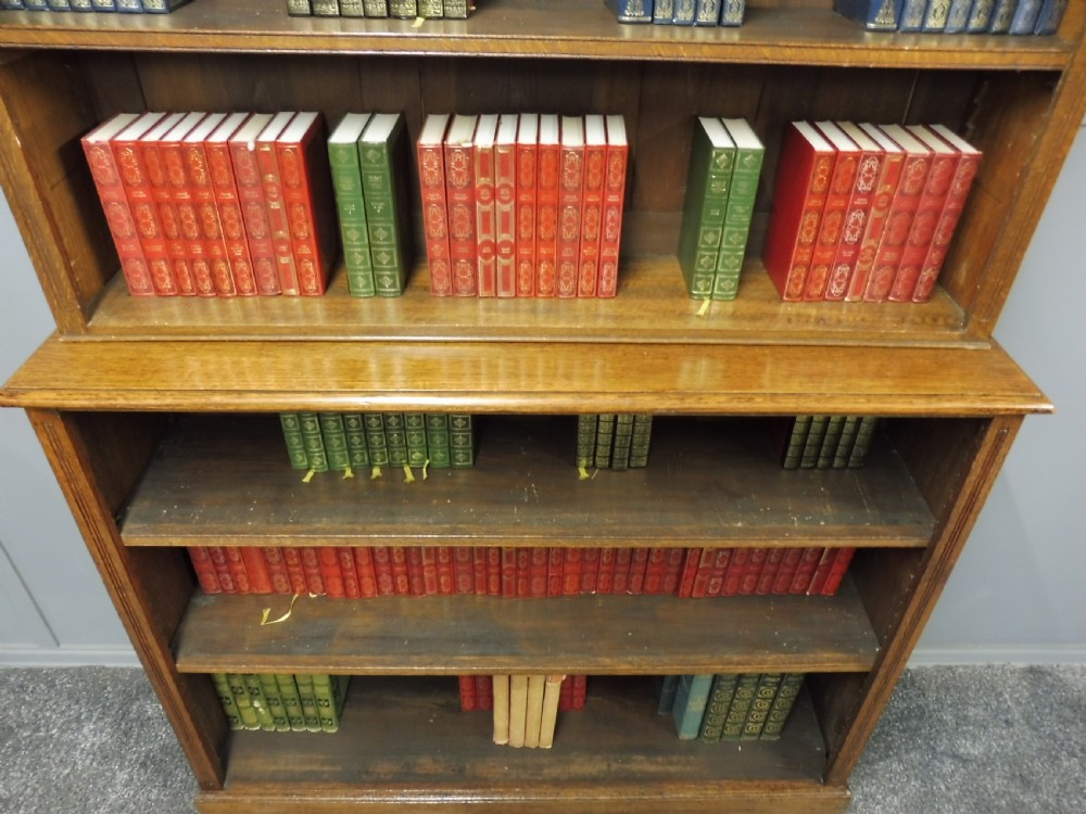 TALL LATE VICTORIAN GOLDEN OAK OPEN BOOKCASE  View VI