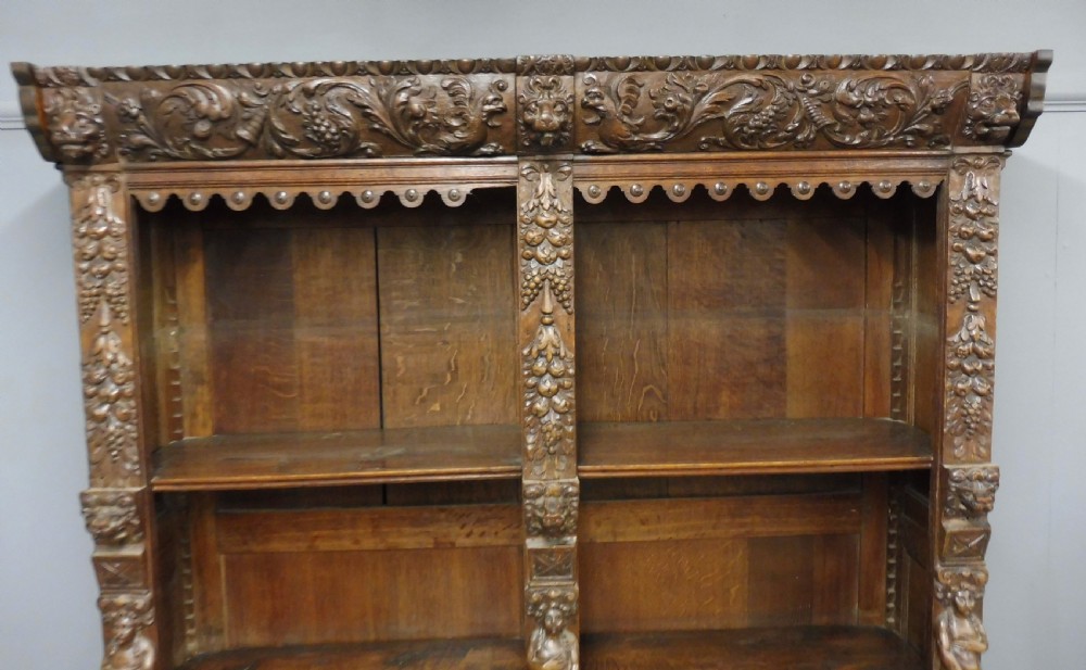 VICTORIAN CARVED OAK BOOKCASE View XIV