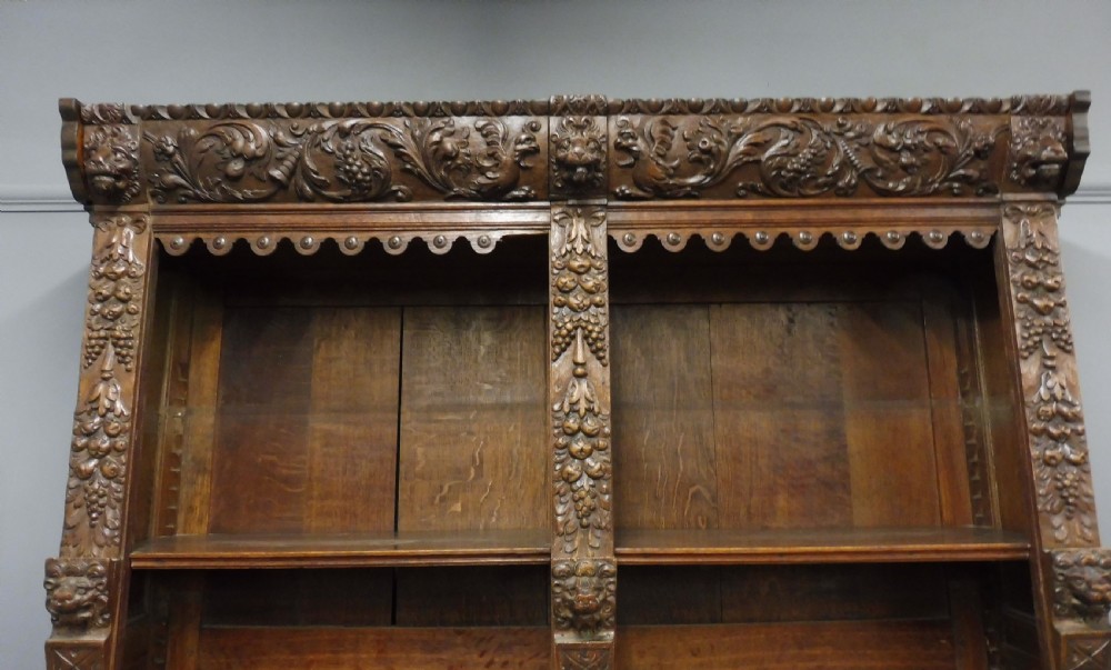 VICTORIAN CARVED OAK BOOKCASE View XV