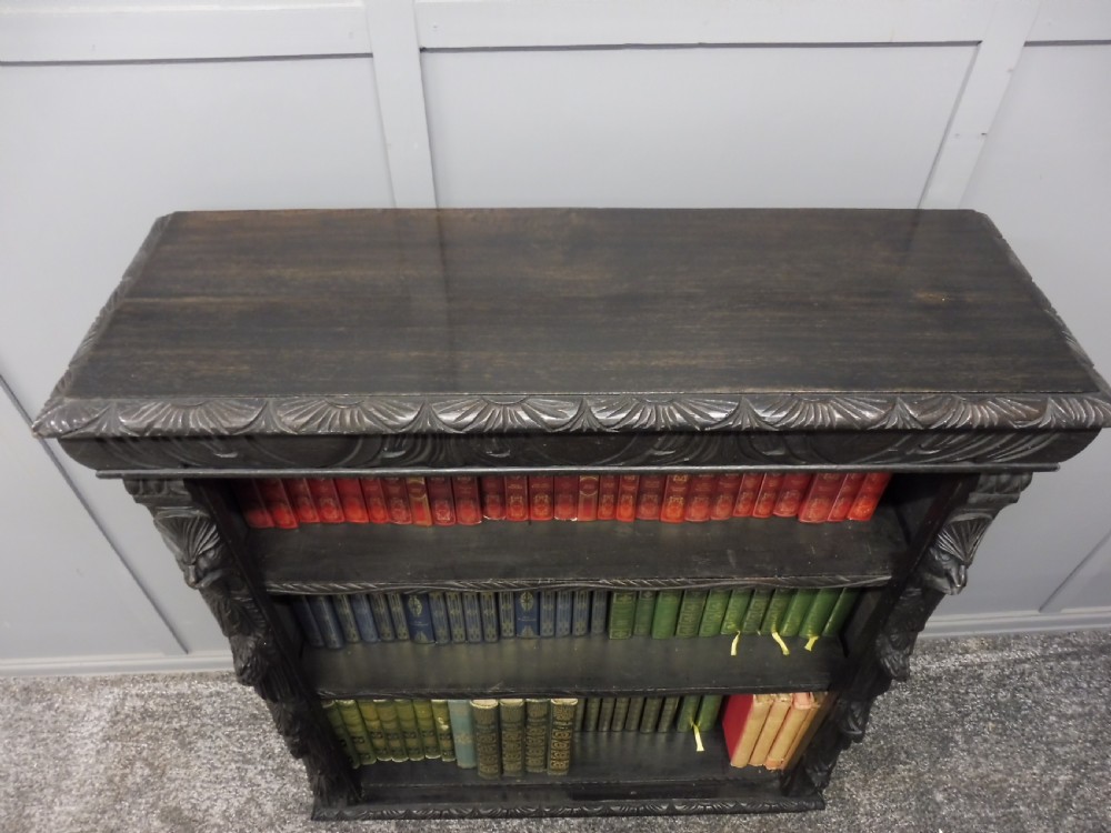 VERY DARK OAK CARVED VICTORIAN BOOKCASE  View VII