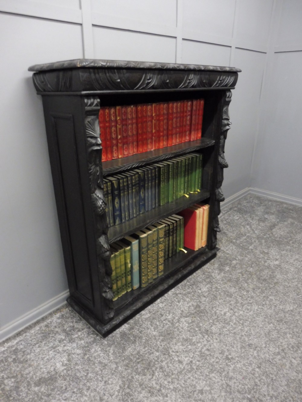 VERY DARK OAK CARVED VICTORIAN BOOKCASE  View VIII
