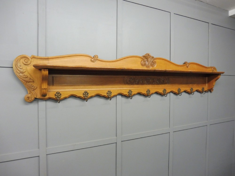 VERY LARGE CARVED OAK COAT RACK View II