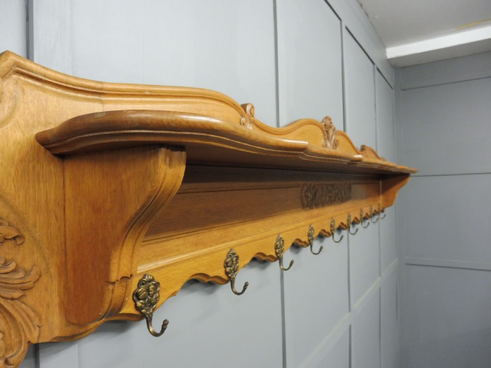 VERY LARGE CARVED OAK COAT RACK View VI