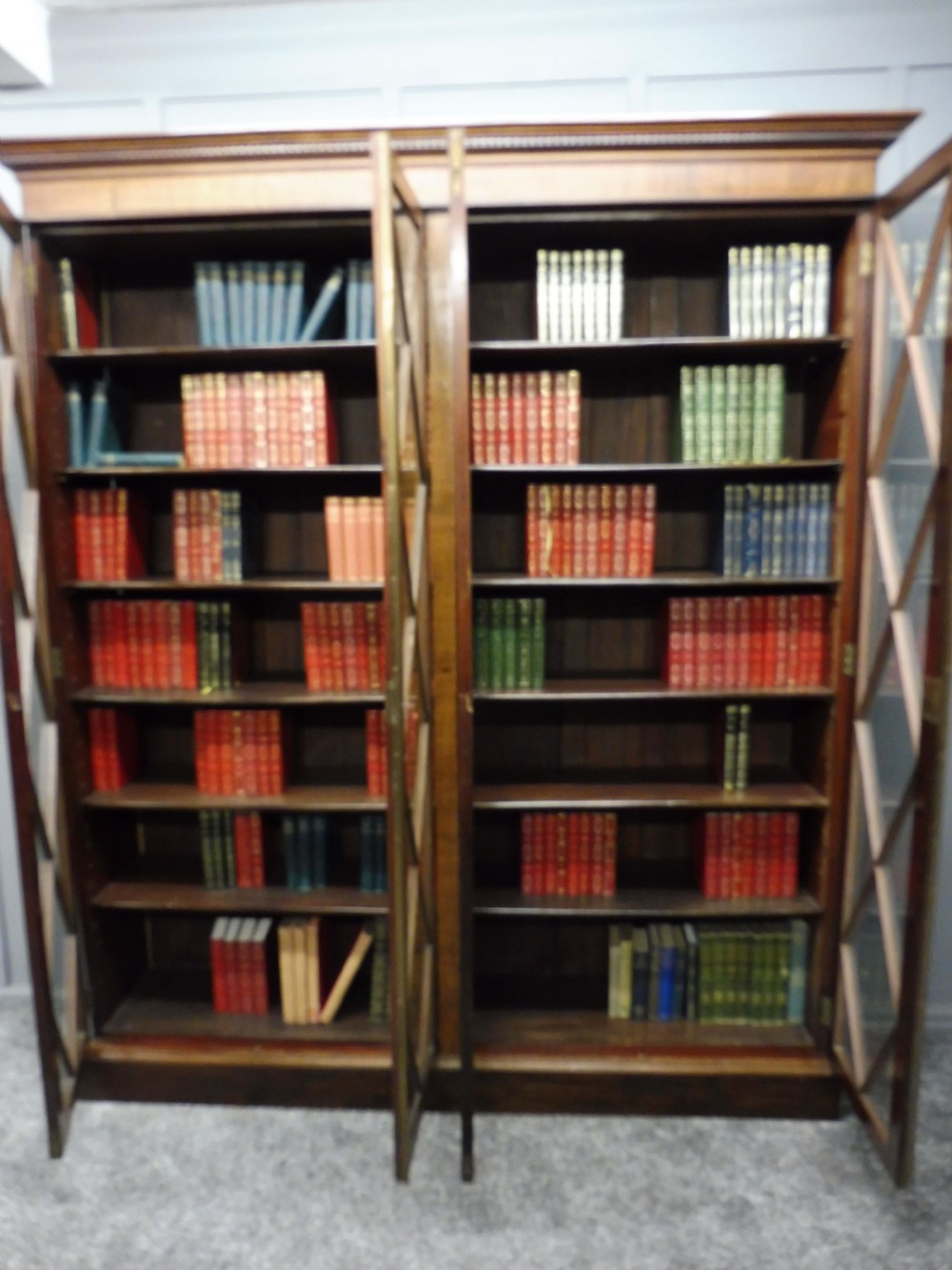 LARGE VICTORIAN MAHOGANY FOUR DOOR BOOKCASE View IX