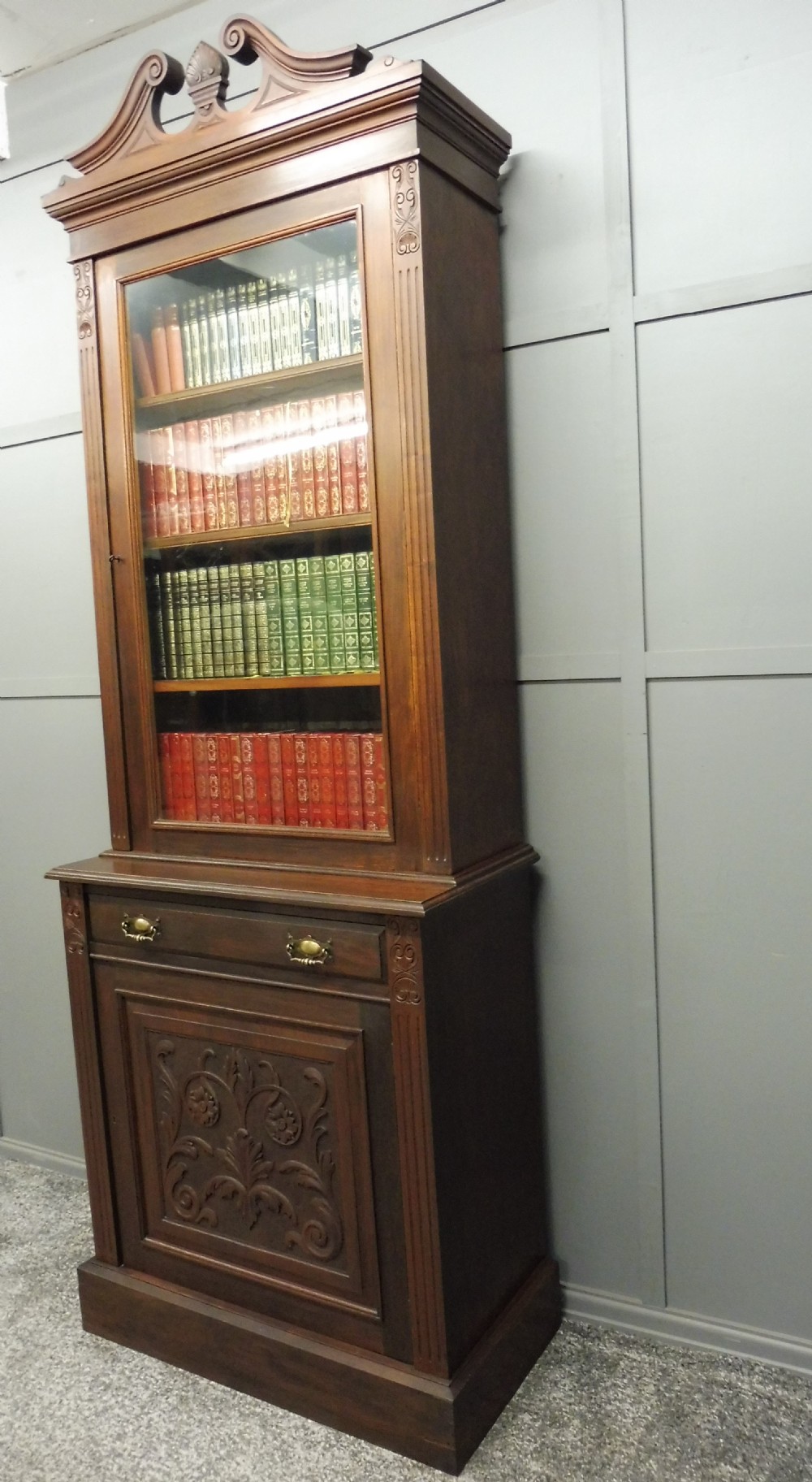 SLIM VICTORIAN WALNUT BOOKCASE  View III