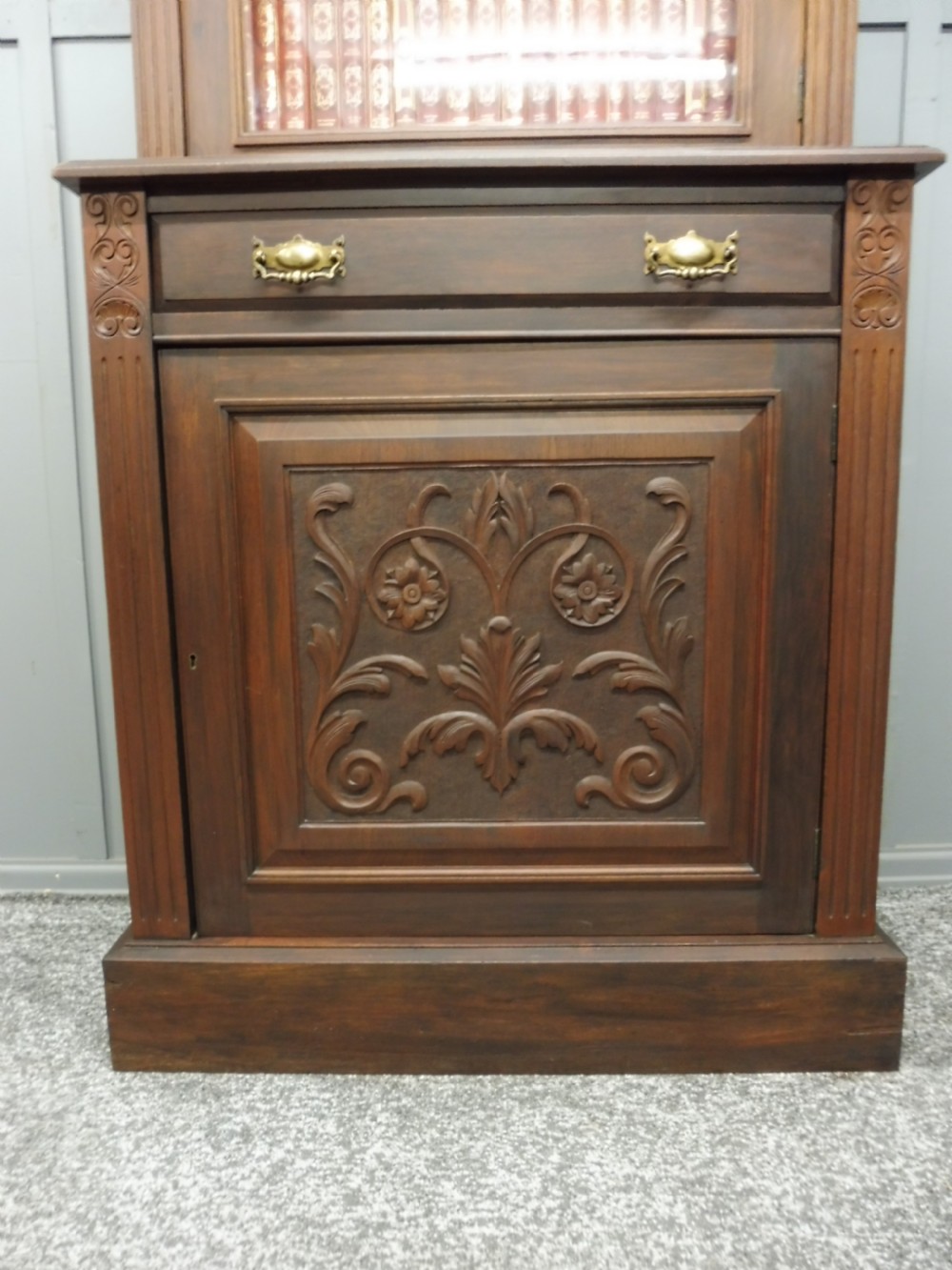 SLIM VICTORIAN WALNUT BOOKCASE  View V