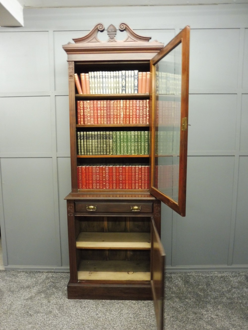 SLIM VICTORIAN WALNUT BOOKCASE  View VI