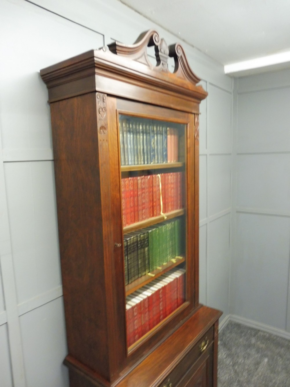 SLIM VICTORIAN WALNUT BOOKCASE  View VII