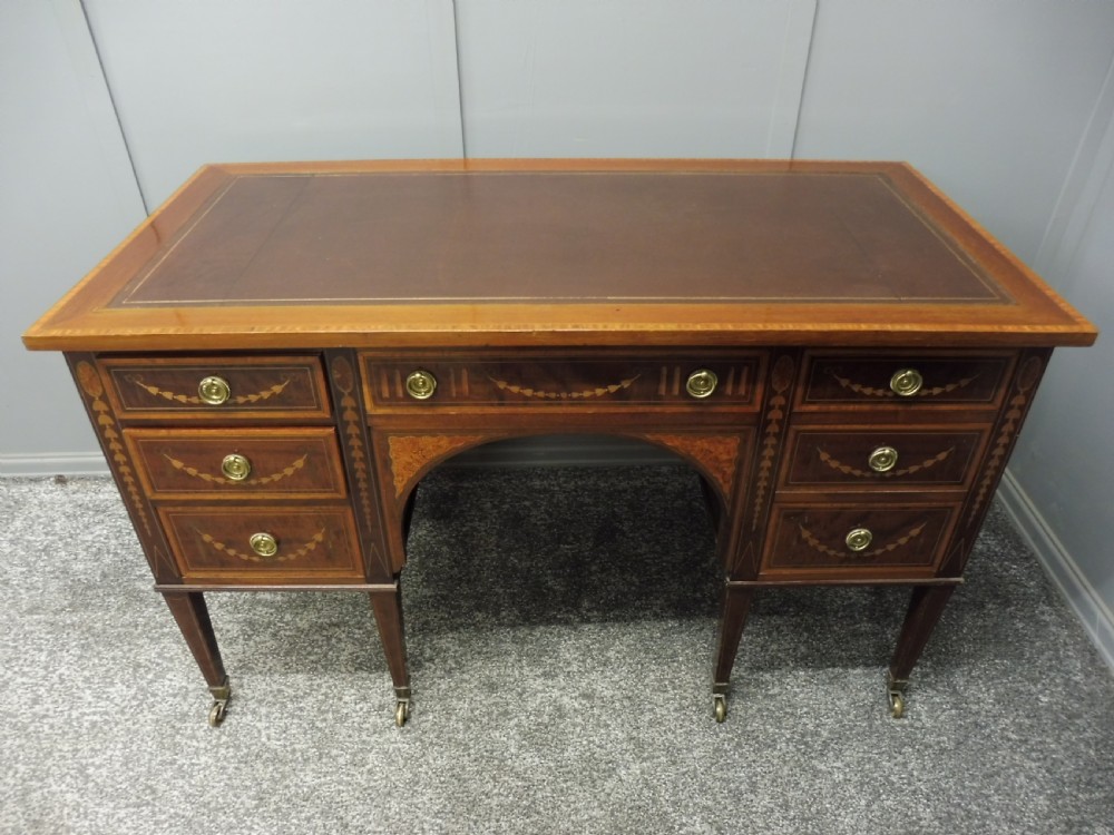 ANTIQUE INLAID MAHOGANY DESK CIRCA 1900 View IV