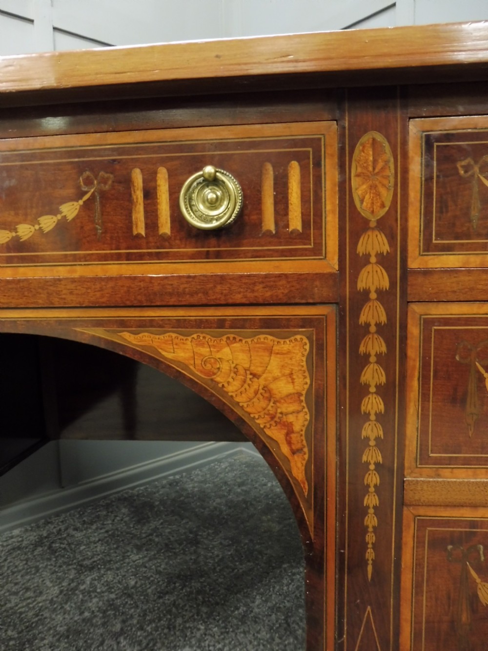 ANTIQUE INLAID MAHOGANY DESK CIRCA 1900 View VI