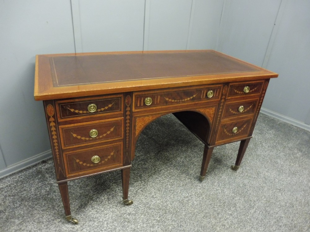 ANTIQUE INLAID MAHOGANY DESK CIRCA 1900 View IX