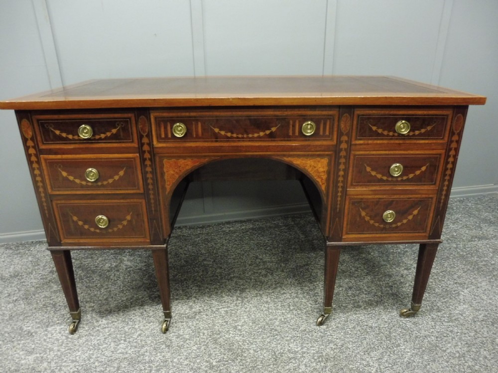 ANTIQUE INLAID MAHOGANY DESK CIRCA 1900 View XII