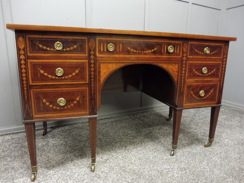 ANTIQUE INLAID MAHOGANY DESK CIRCA 1900 View XIII