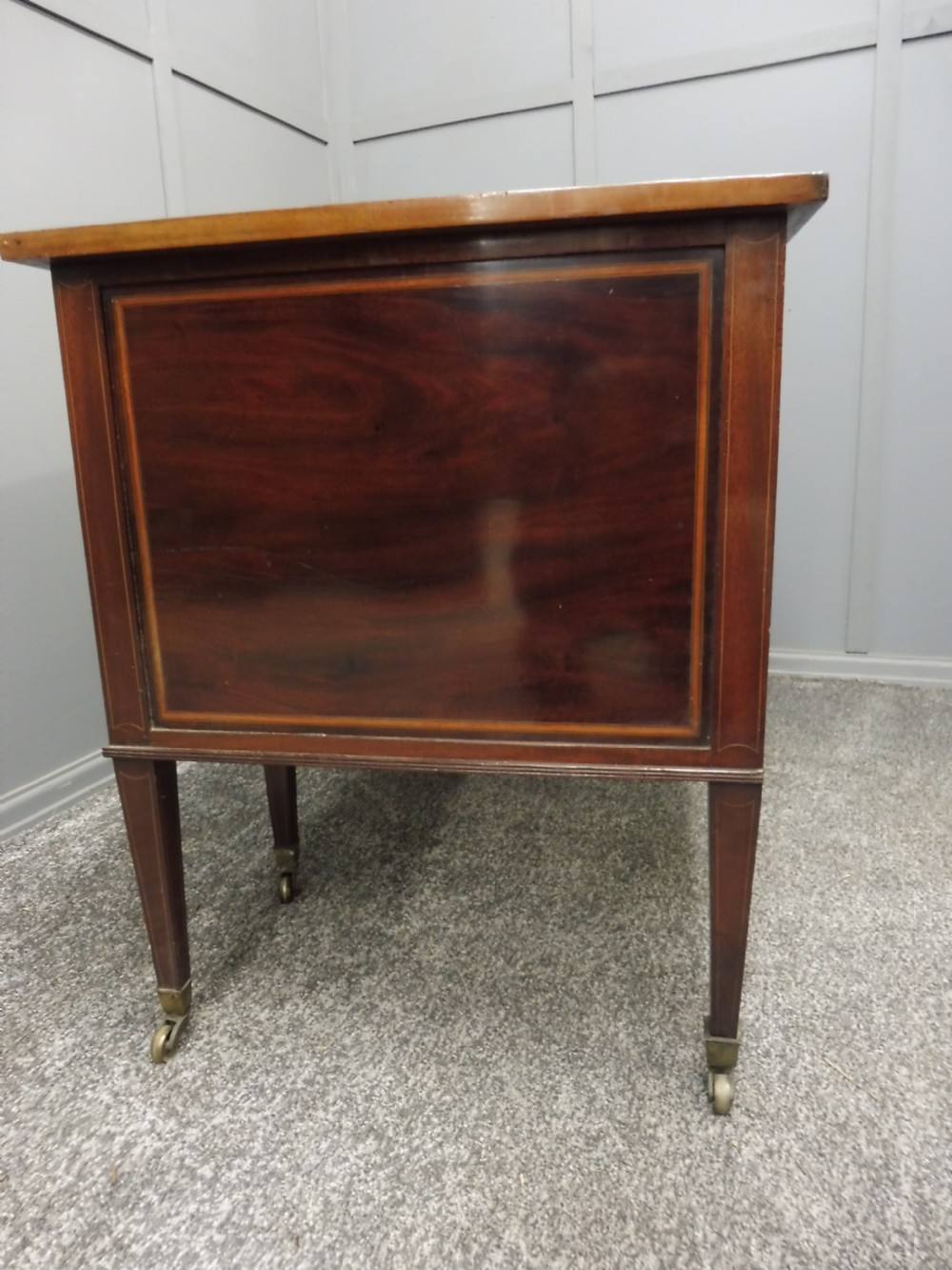 ANTIQUE INLAID MAHOGANY DESK CIRCA 1900 View XIV