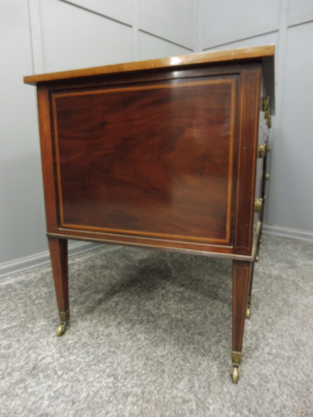 ANTIQUE INLAID MAHOGANY DESK CIRCA 1900 View XV