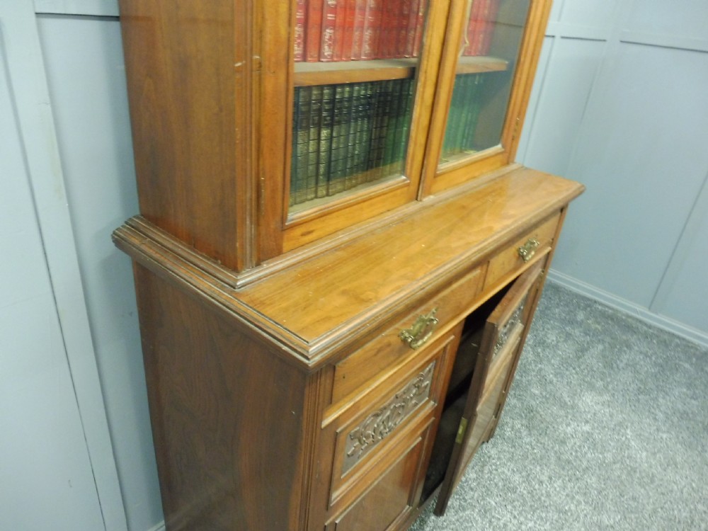 VICTORIAN WALNUT CABINET BOOKCASE View X