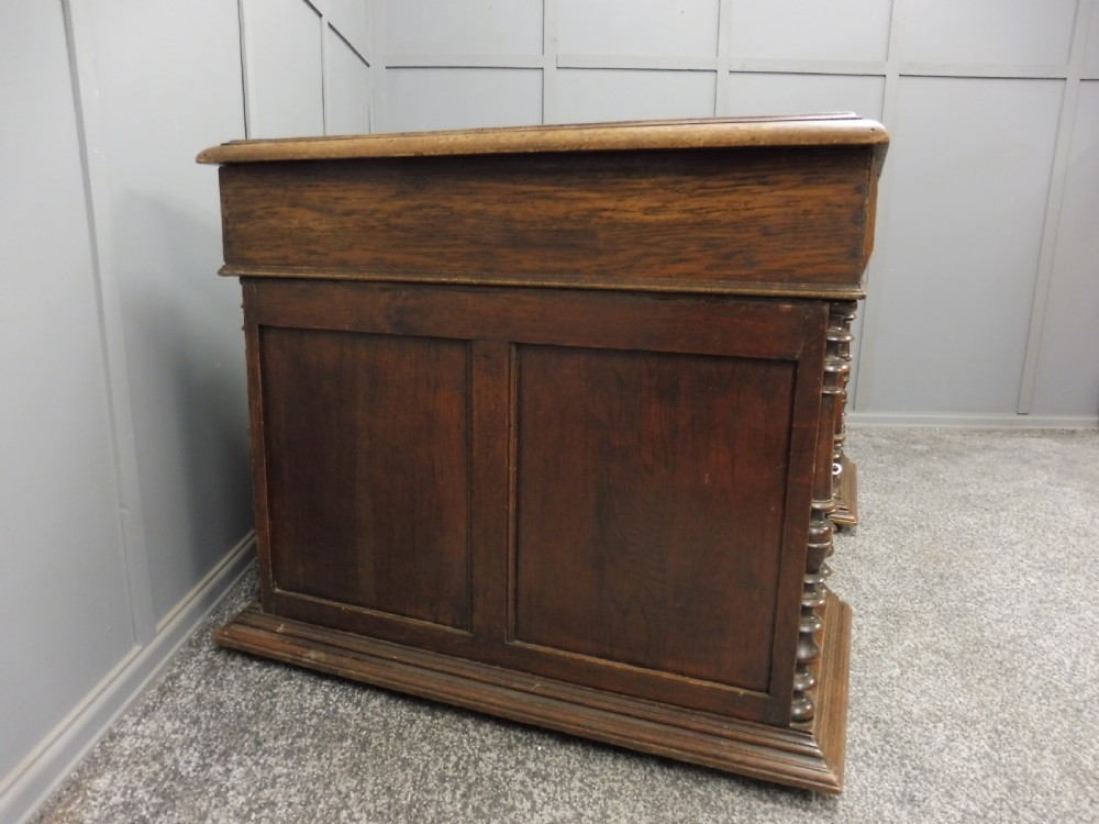 VICTORIAN CARVED OAK PARTNERS DESK View XI