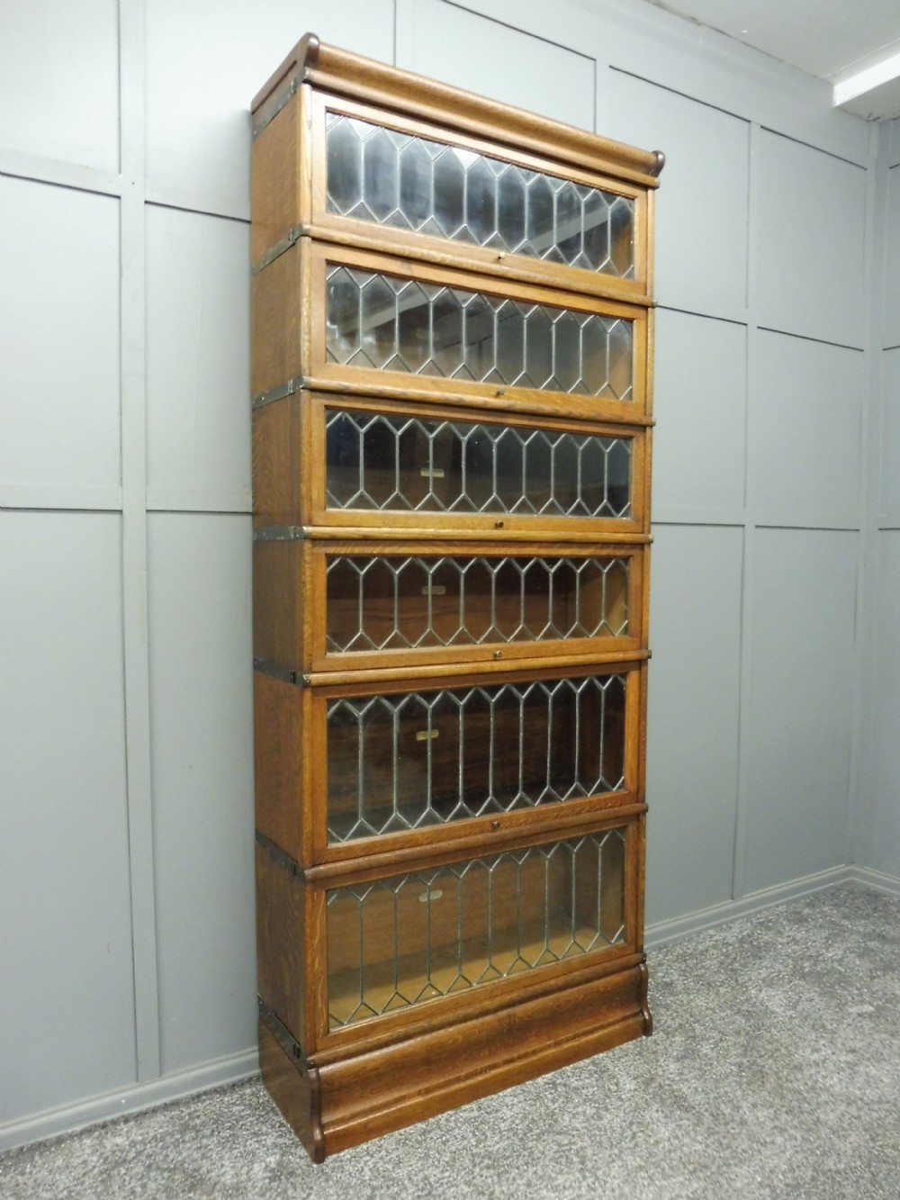 TALL GOLDEN OAK 6 HIGH GLOBE WERNICKE BOOKCASE View II