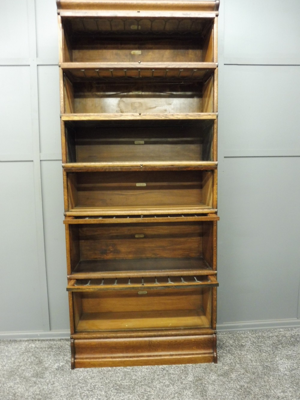 TALL GOLDEN OAK 6 HIGH GLOBE WERNICKE BOOKCASE View III