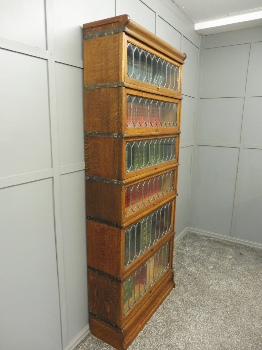 TALL GOLDEN OAK 6 HIGH GLOBE WERNICKE BOOKCASE View V