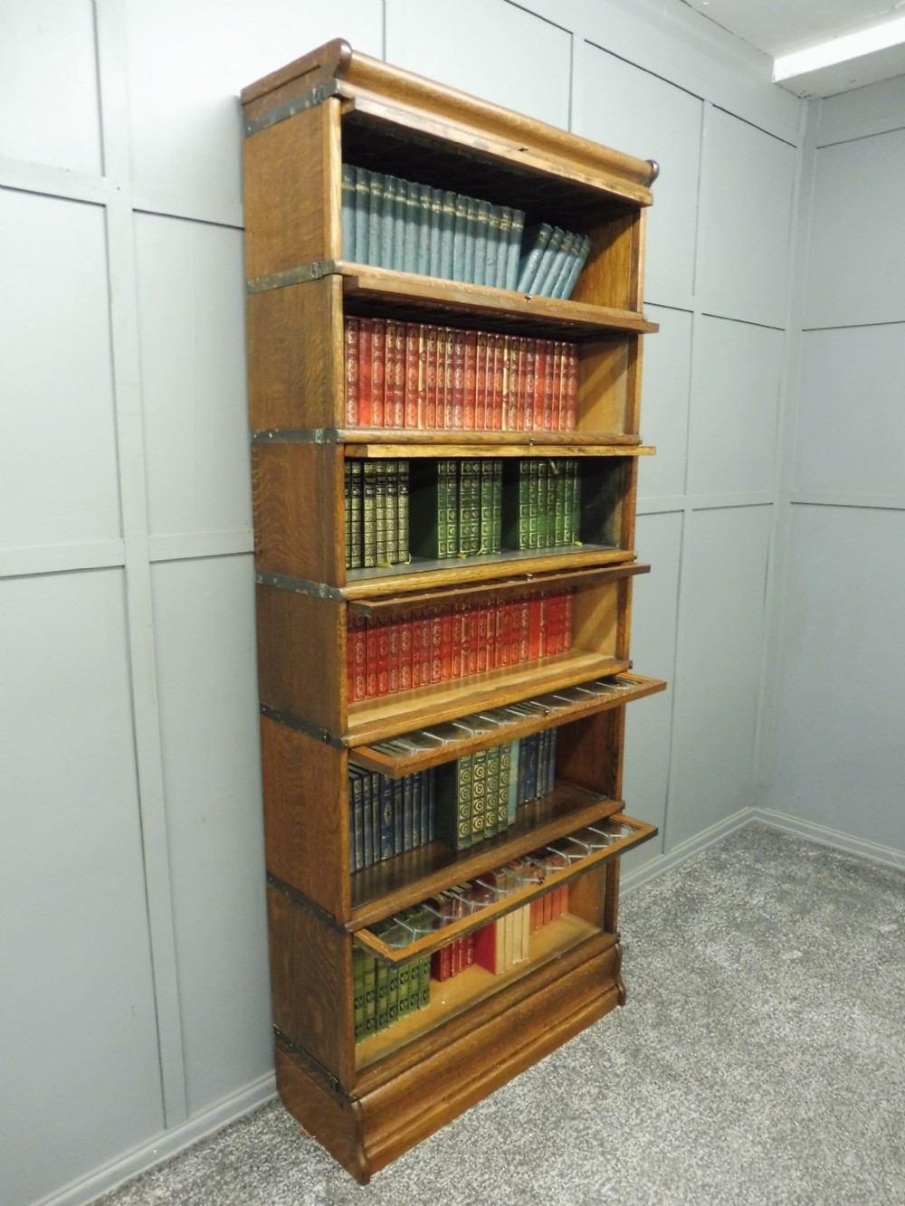 TALL GOLDEN OAK 6 HIGH GLOBE WERNICKE BOOKCASE View XIV