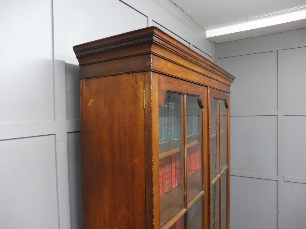GOOD EDWARDIAN MAHOGANY TALL SLIM BOOKCASE View IV