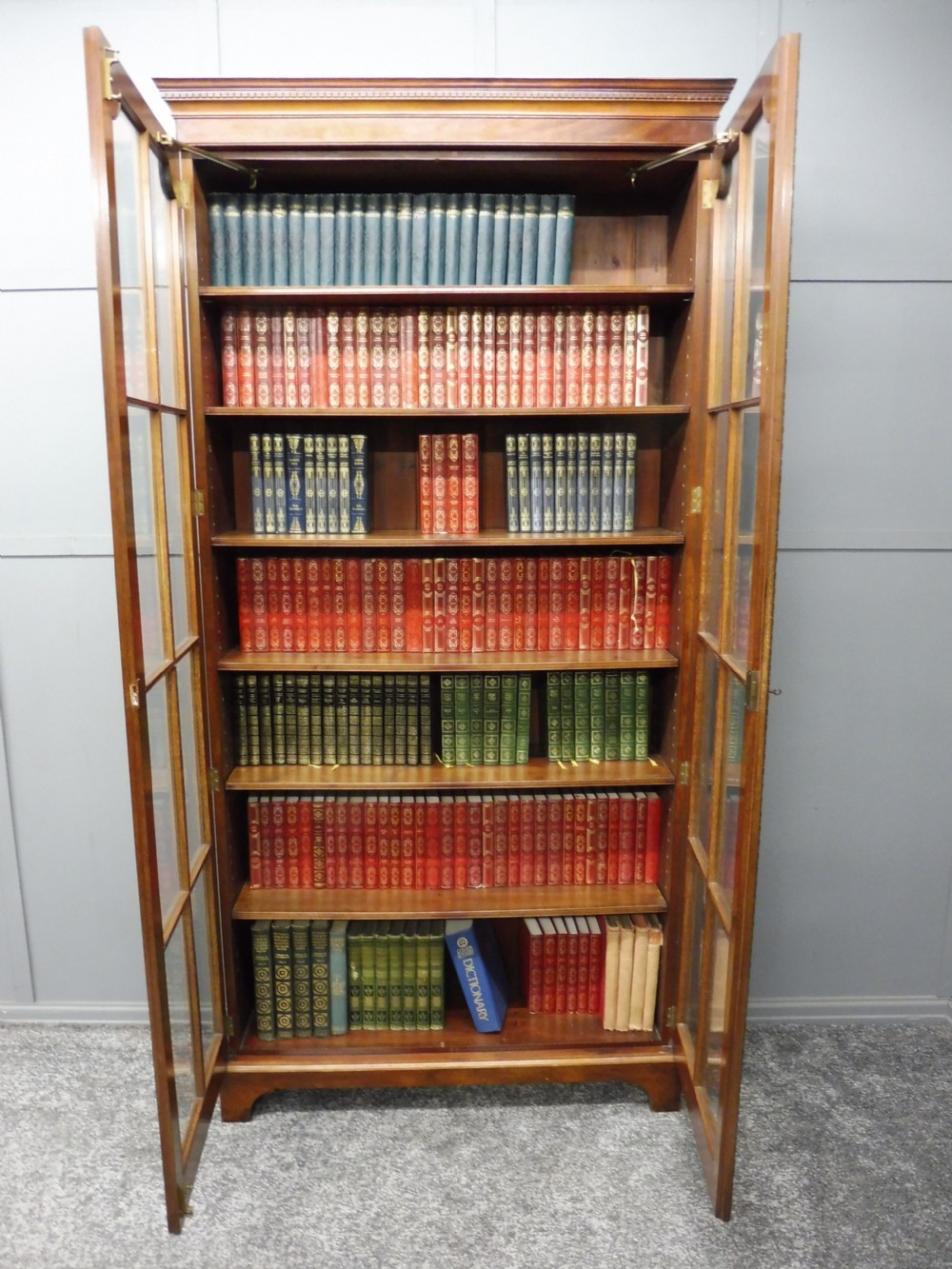 GOOD EDWARDIAN MAHOGANY TALL SLIM BOOKCASE View VII