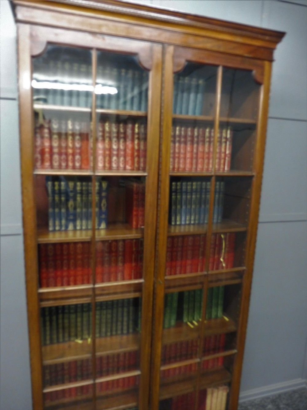 GOOD EDWARDIAN MAHOGANY TALL SLIM BOOKCASE View X