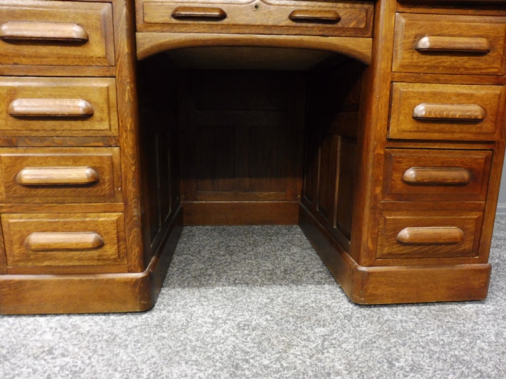 EDWARDIAN OAK ROLL TOP DESK View III