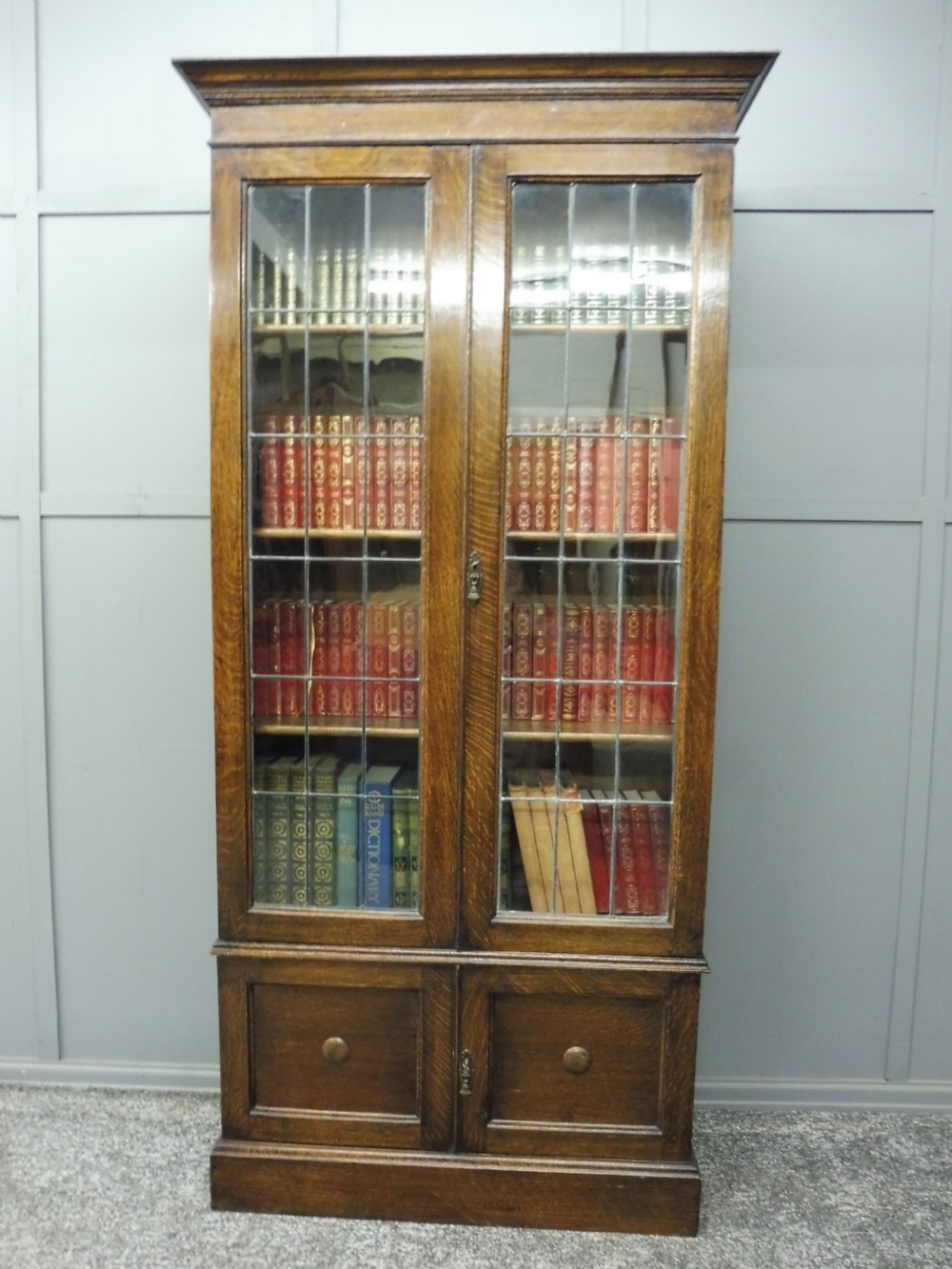 TALL OAK BOOKCASE CIRCA 1920 View II