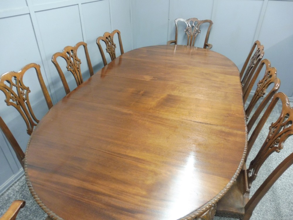 EDWARDIAN DINING TABLE AND 8 CHAIRS WITH BALL AND CLAW FEET CIRCA 1900 View IV