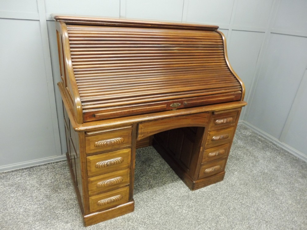 EDWARDIAN MAHOGANY ROLL TOP DESK