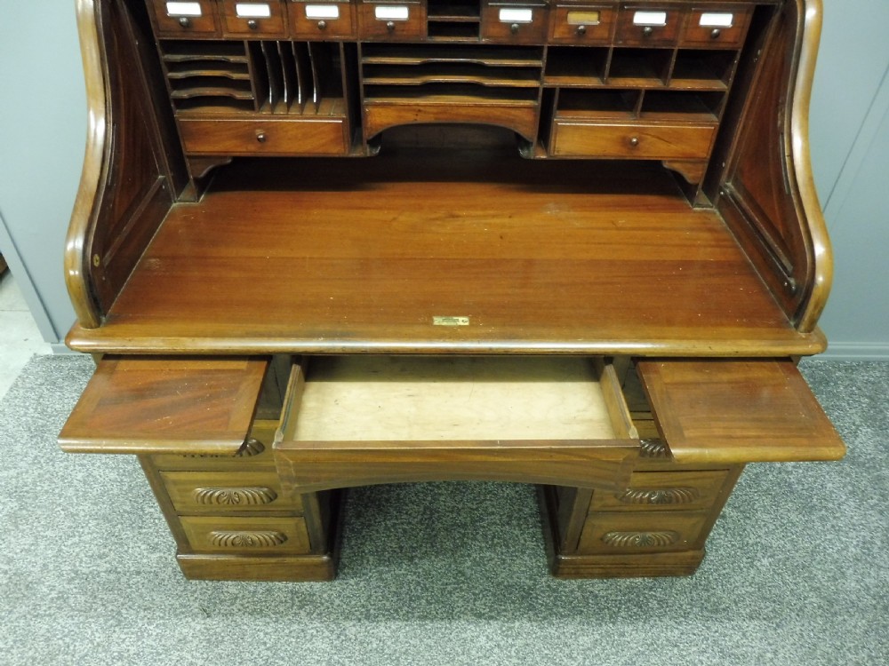 EDWARDIAN MAHOGANY ROLL TOP DESK View X