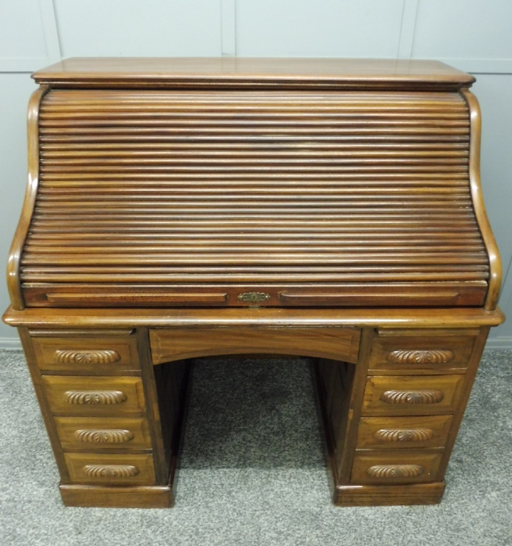EDWARDIAN MAHOGANY ROLL TOP DESK View XI