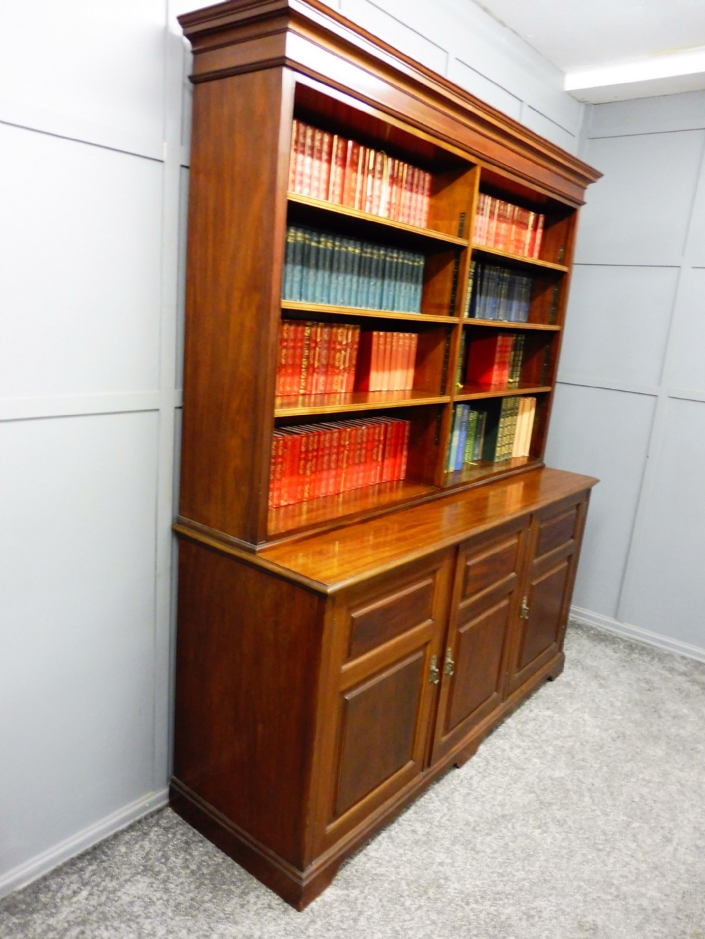 MAHOGANY BOOKCASE ON CUPBOARD  View III