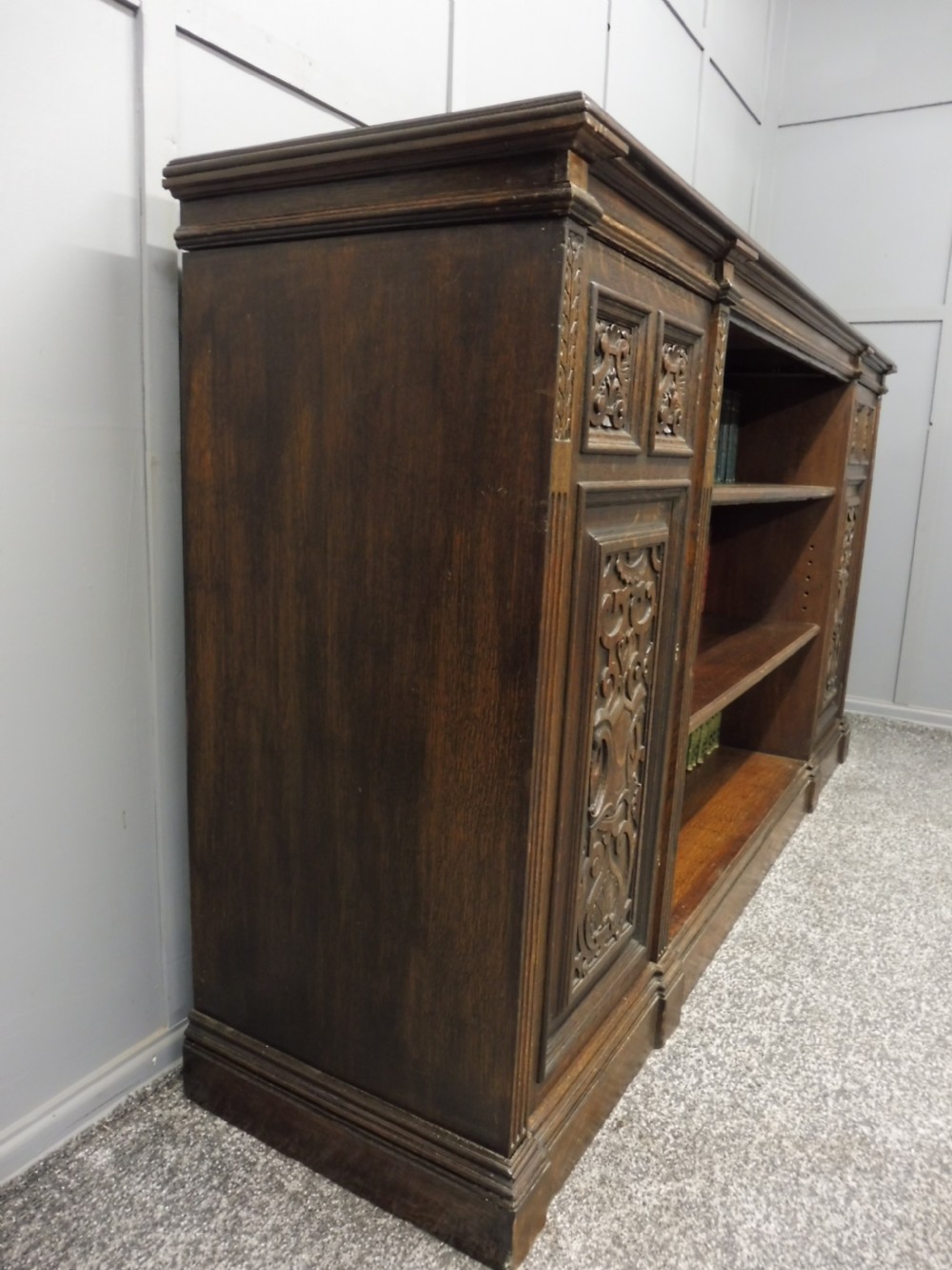19TH CENTURY CARVED OAK BOOKCASE View VII