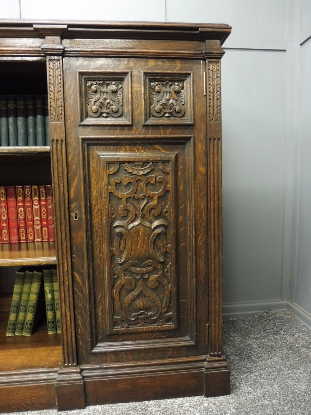 19TH CENTURY CARVED OAK BOOKCASE View IX