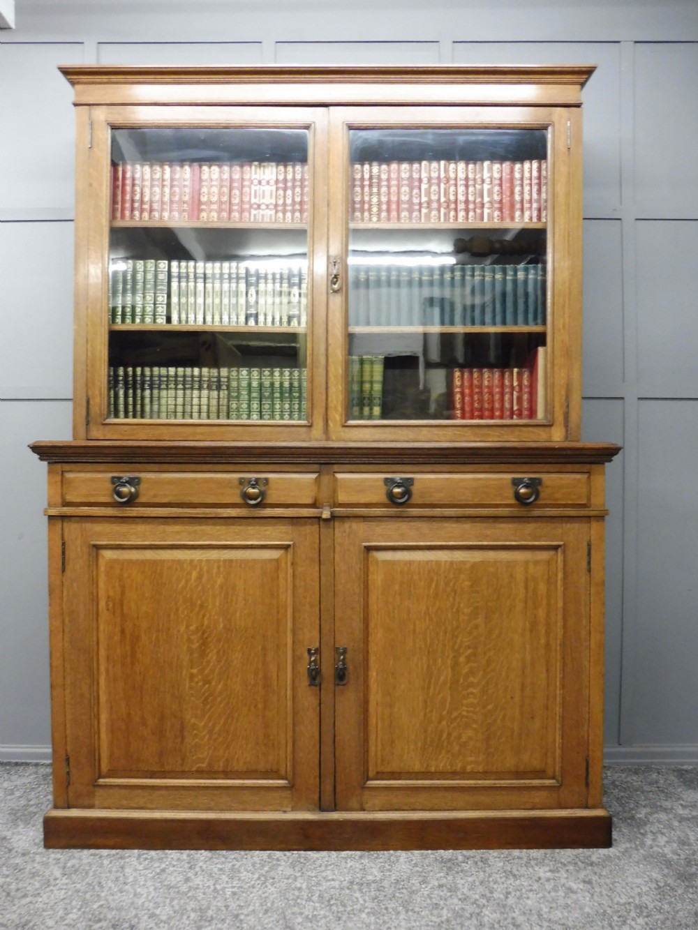 OAK ARTS AND CRAFTS SOLICITORS  BOOKCASE CIRCA 1900